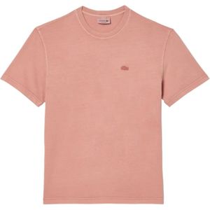 Lacoste, Tops, Heren, Roze, XS, Katoen, Roze T-shirt met Unieke Stijl