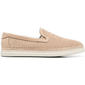 Casadei, Schoenen, Heren, Beige, 46 EU, Leer, Bruine Nabuk Slip-On Loafers