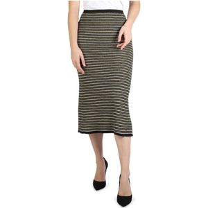 Tommy Hilfiger, Gestreepte rok met elastische tailleband Zwart, Dames, Maat:M