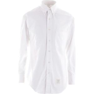 Thom Browne, Overhemden, Heren, Wit, M, Katoen, Witte Oxford Katoenen Overhemd met Tricolor Detail