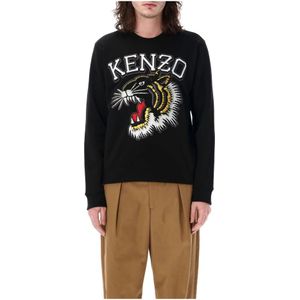 Kenzo, Sweatshirts & Hoodies, Heren, Zwart, XL, Katoen, Zwarte Tiger Crew Neck Sweatshirt