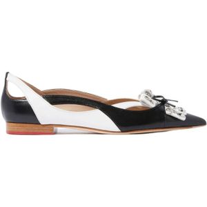 Scarosso, Spicy Ballet Franje Strik Leren Ballerina Zwart, Dames, Maat:37 1/2 EU