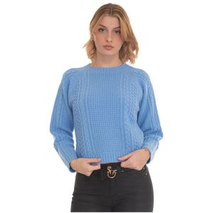 Max Mara Weekend, Truien, Dames, Blauw, L, Wol, Kabelgebreide Raglanmouw Pullover