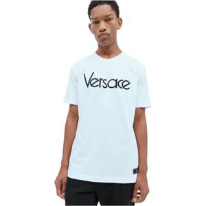 Versace, Tops, Heren, Wit, 2Xl, Katoen, 1978 Logo T-Shirt