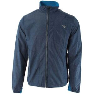 Diadora, Sport, Heren, Blauw, S, Polyester, Blauwe Windbreaker Jas voor Heren