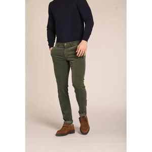 Mason's, Broeken, Heren, Groen, M, Katoen, Fluwelen Chino Broek Slim Fit Groen