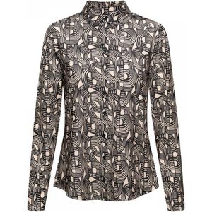 &Co Woman, Lotte ART A-Black (Multi) Lange Mouwen Jersey Blouse Veelkleurig, Dames, Maat:XS