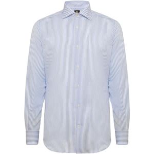 Boggi Milano, Overhemden, Heren, Blauw, 4Xl, Katoen, Regular Fit Gestreept Katoenen Dobby Overhemd