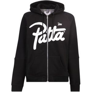 Junya Watanabe, Sweatshirts & Hoodies, Heren, Zwart, M, Katoen, Patta-print hoodie