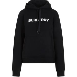 Burberry, Sweatshirts & Hoodies, Dames, Zwart, S, Katoen, Zwarte Logo Hoodie Sweatshirt
