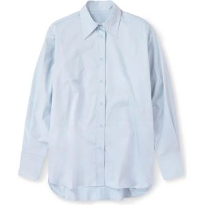 Closed, Blouses & Shirts, Dames, Blauw, S, Katoen, Babyblauw Overhemd met Klassieke Kraag