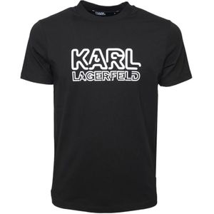 Karl Lagerfeld, Tops, Heren, Zwart, M, Katoen, Zwarte opblaasbare logo T-shirt