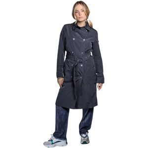 Peuterey, Mantels, Dames, Blauw, S, Polyester, Blauwe Lange Trenchcoat Saltum Model