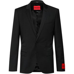 Hugo Boss, Pakken, Heren, Zwart, XL, Leer, Op Maat Gemaakte Bi-Stretch Formele Blazer