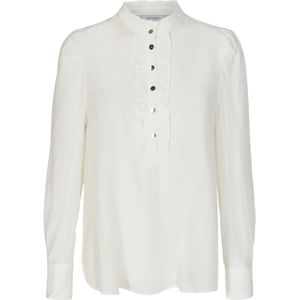 Freequent, Blouses & Shirts, Dames, Wit, S, Polyester, Feminine Off-White Blouse met Ruchedetails