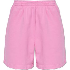 Balenciaga, Korte broeken, Dames, Roze, XS, Katoen, Shorts met logo