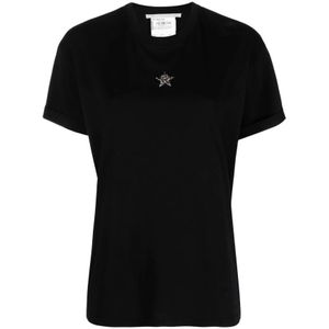 Stella McCartney, Tops, Dames, Zwart, S, Katoen, Geborduurde Mini Ster Katoenen T-shirt