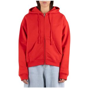 Vetements, Sweatshirts & Hoodies, Dames, Rood, M, Katoen, Rode hoodie met rits