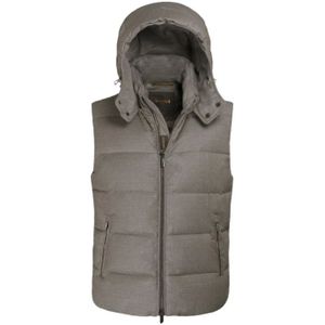 Moorer, Jassen, Heren, Beige, S, Wol, Gewatteerd Cashmere Gilet met Ganzendonsvulling