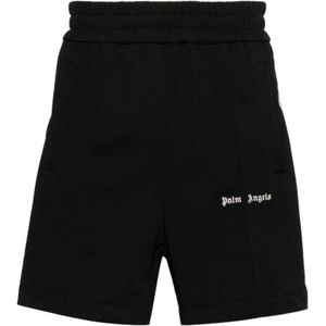 Palm Angels, Zwarte Jersey Shorts met Zijstreep Detail Zwart, Heren, Maat:S