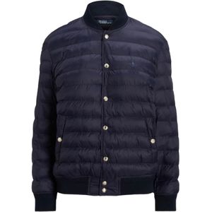 Ralph Lauren, Jassen, Dames, Blauw, M, Nylon, Gewatteerde Pony Logo Jack Marineblauw Rits