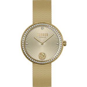 Versus Versace, Accessoires, Dames, Geel, ONE Size, Lea Mesh Armband Roestvrij Staal Horloge