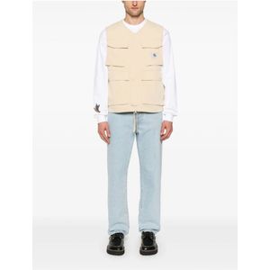 Carhartt Wip, Jassen, Heren, Beige, M, Polyester, Waterafstotend Vest met 3D-zakken