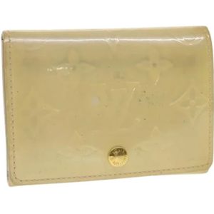 Louis Vuitton Vintage, Pre-owned, Dames, Beige, ONE Size, Leer, Tweedehands leren portemonnees