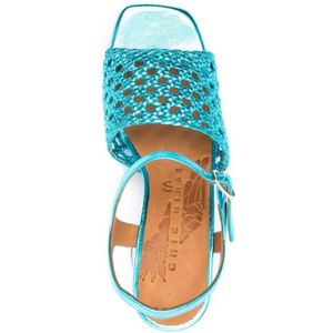 Chie Mihara, Schoenen, Dames, Blauw, 38 EU, Leer, Helder Blauw Geweven Open-Teen Sandalen