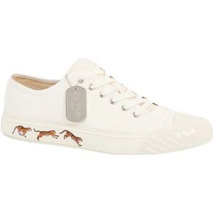 Kenzo, Schoenen, Heren, Wit, 43 EU, Katoen, Crème Canvas Lage Sneakers