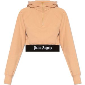 Palm Angels, Sweatshirt met logo Oranje, Dames, Maat:M