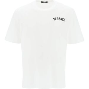 Versace, Tops, Heren, Wit, S, Katoen, T-Shirts