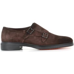 Santoni, Schoenen, Heren, Bruin, 42 EU, Suède, Donkerbruine platte schoenen