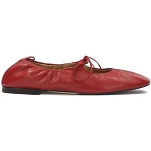 Kazar Studio, Schoenen, Dames, Rood, 37 EU, Leer, Geribbelde rode ballerina's op een leren zool