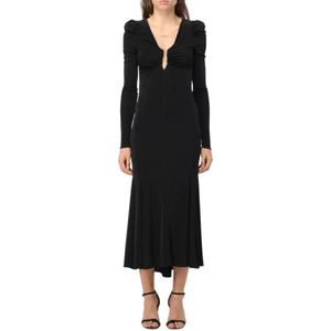 Aniye By, Kleedjes, Dames, Zwart, XS, Polyester, Zwarte Midi Jurk voor Moderne Vrouwen