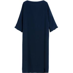 Max Mara Studio, Elegante Blauwe Cady Jurk met Uitlopende Mouwen en Cagoule Motief Blauw, Dames, Maat:S