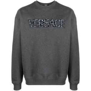 Versace, Geborduurde Sweatshirt Grijs, Heren, Maat:M
