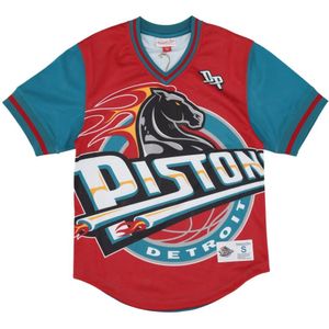 Mitchell & Ness, Sport, Heren, Veelkleurig, S, Polyester, Detroit Pistons Mesh V-neck Jersey