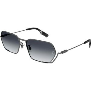 Alexander McQueen, Accessoires, unisex, Zwart, ONE Size, Mc Q Mq 0351S Rechthoekige zonnebril met metalen montuur