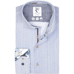 R2 Amsterdam, Overhemden, Heren, Veelkleurig, XL, Katoen, Blauw Gestreept Zakelijk Overhemd
