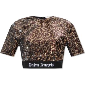 Palm Angels, Paillettentop Bruin, Dames, Maat:XS