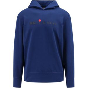 Kiton, Sweatshirts & Hoodies, Heren, Blauw, L, Katoen, Blauwe hoodie, gemaakt in Italië