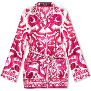 Dolce & Gabbana, Blouses & Shirts, Dames, Roze, S, Zijden shirt