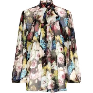 Dolce & Gabbana, Blouses & Shirts, Dames, Veelkleurig, XS, Chiffon, Bloemenprint Zijden Chiffon Shirt