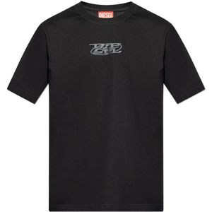Diesel, Tops, Heren, Zwart, 2Xl, Katoen, ‘T-Must-Slits-N’ T-shirt