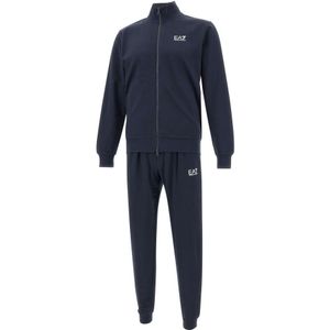 Emporio Armani Ea7, Sport, Heren, Blauw, M, Katoen, Blauw Katoenen Trainingspak Set