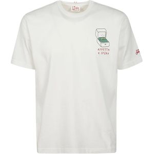 MC2 Saint Barth, Tops, Heren, Wit, L, Katoen, Wit Katoenen T-Shirt met Zijprint