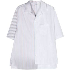 Lanvin, Multicolor Poplin Gepaneelde Overhemd Wit, Heren, Maat:L