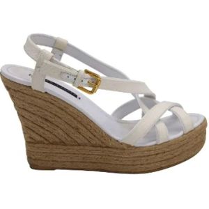 Ralph Lauren Pre-owned, Pre-owned Canvas heels Wit, Dames, Maat:39 EU