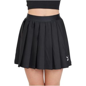 Puma, Classics Geplooide Rok Zwart Zwart, Dames, Maat:L